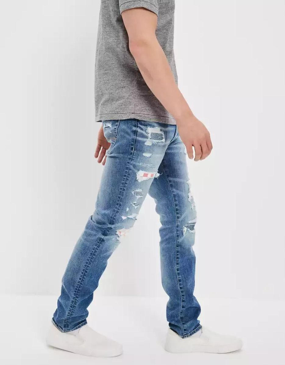 Jean American Eagle AE Pride AirFlexPatched Slim Bleu Homme | MNX-05591097